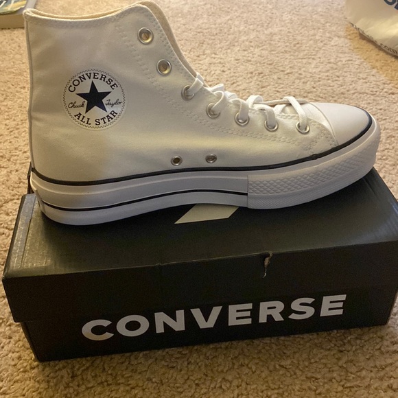 NWT! Never worn Converse All Star High Top Platforms All White. - Picture 1 of 5